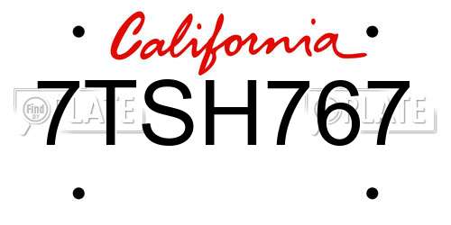 7TSH767 California License Plate