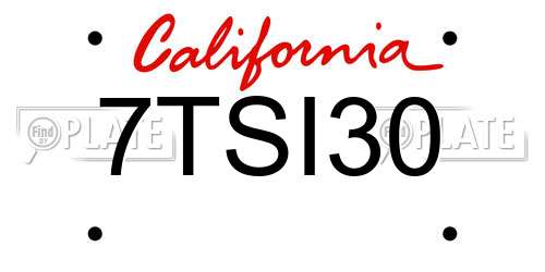 7TSI30 California License Plate