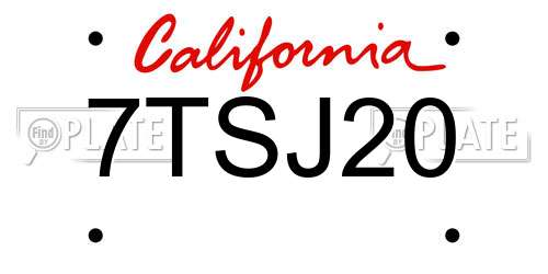 7TSJ20 California License Plate