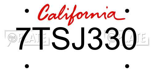7TSJ330 California License Plate