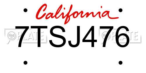 7TSJ476 California License Plate