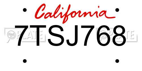 7TSJ768 California License Plate