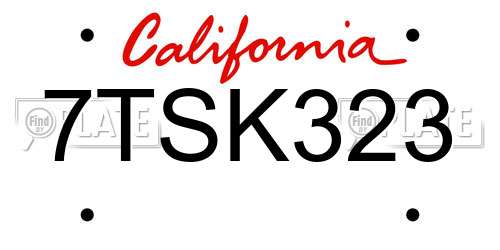 7TSK323 California License Plate