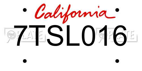 7TSL016 California License Plate