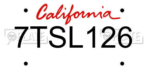 7TSL126 California License Plate