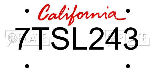7TSL243 California License Plate