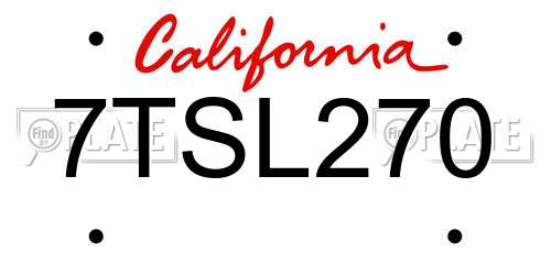 7TSL270 California License Plate