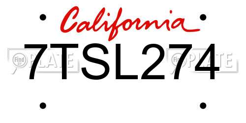 7TSL274 California License Plate