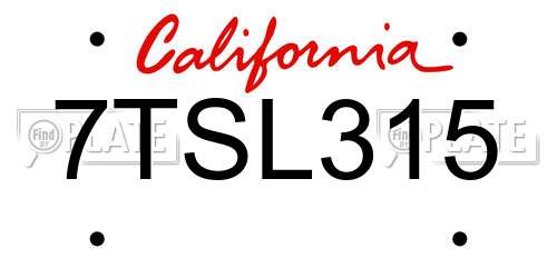 7TSL315 California License Plate