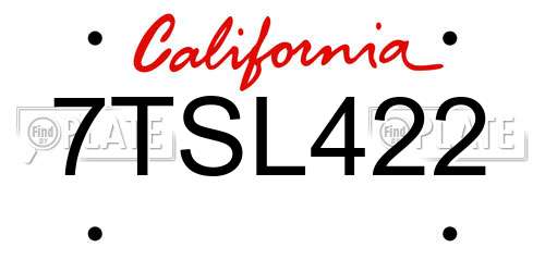 7TSL422 California License Plate
