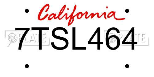 7TSL464 California License Plate