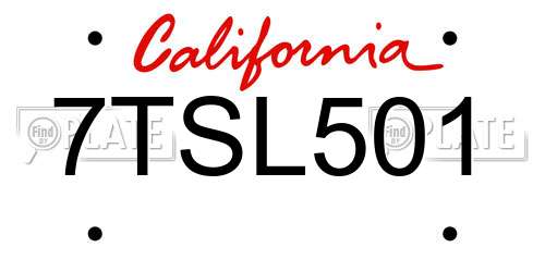 7TSL501 California License Plate