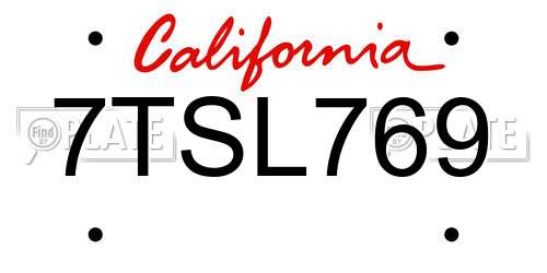 7TSL769 California License Plate