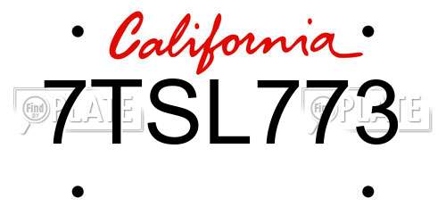 7TSL773 California License Plate