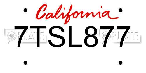 7TSL877 California License Plate