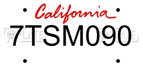 7TSM090 California License Plate