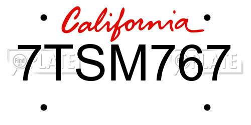 7TSM767 California License Plate