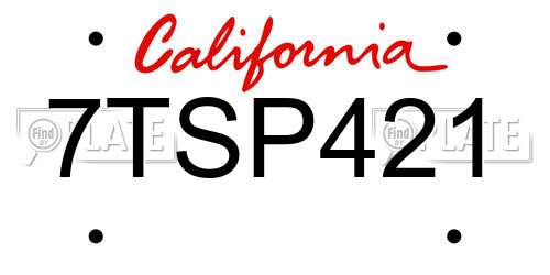 7TSP421 California License Plate