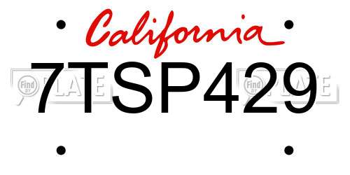 7TSP429 California License Plate