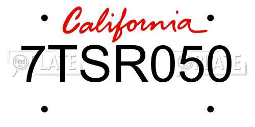 7TSR050 California License Plate