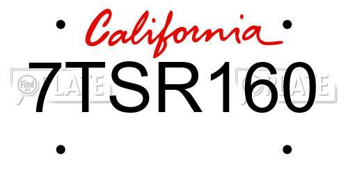7TSR160 California License Plate