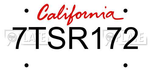 7TSR172 California License Plate