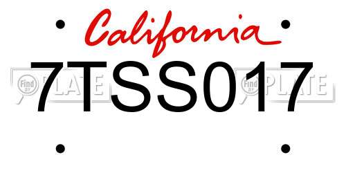 7TSS017 California License Plate