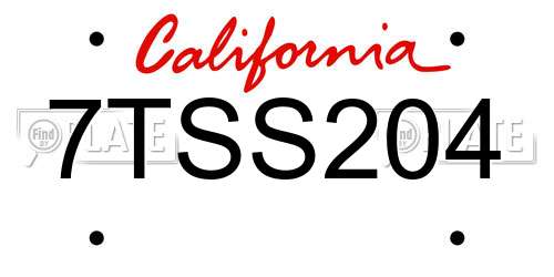 7TSS204 California License Plate