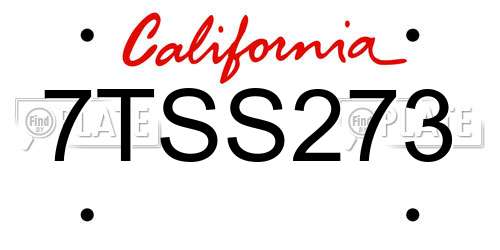7TSS273 California License Plate