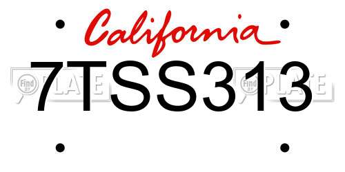 7TSS313 California License Plate