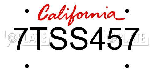 7TSS457 California License Plate