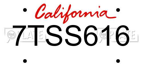 7TSS616 California License Plate