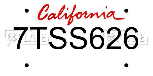 7TSS626 California License Plate