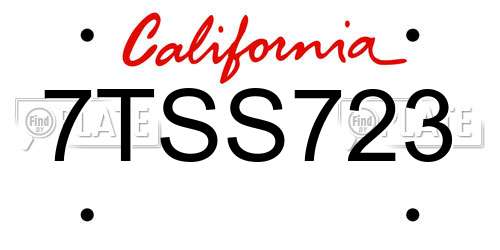7TSS723 California License Plate