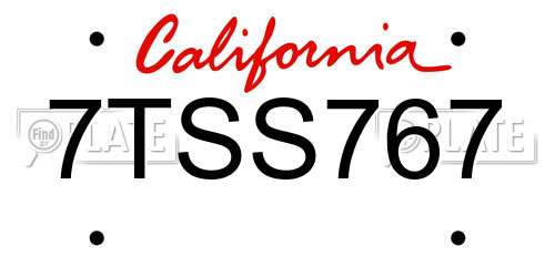 7TSS767 California License Plate