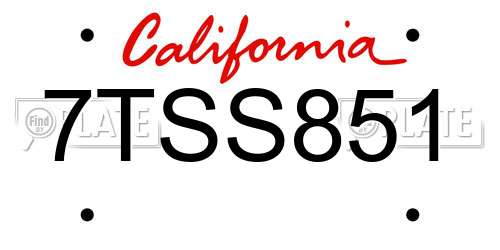 7TSS851 California License Plate