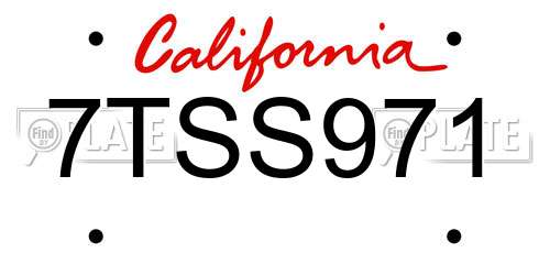 7TSS971 California License Plate