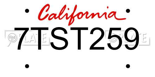 7TST259 California License Plate