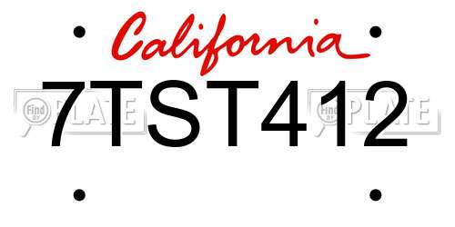 7TST412 California License Plate