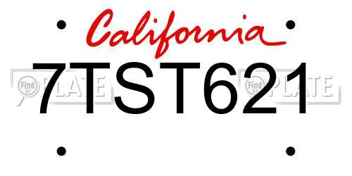 7TST621 California License Plate