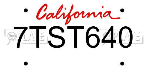 7TST640 California License Plate