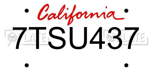 7TSU437 California License Plate