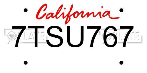 7TSU767 California License Plate