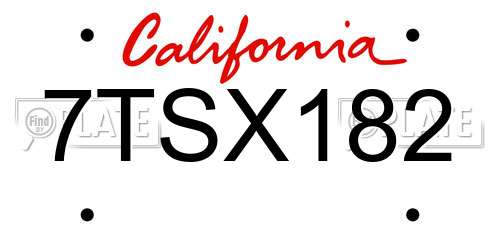 7TSX182 California License Plate