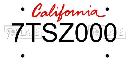 7TSZ000 California License Plate