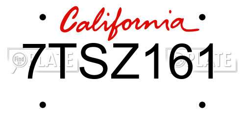 7TSZ161 California License Plate