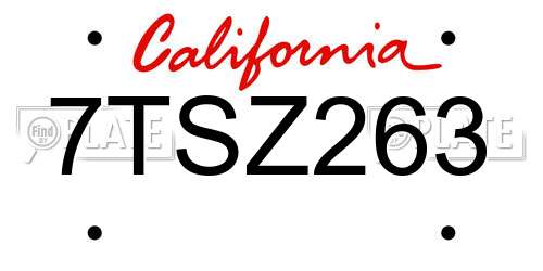 7TSZ263 California License Plate