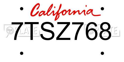 7TSZ768 California License Plate
