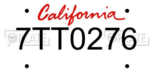 7TT0276 California License Plate