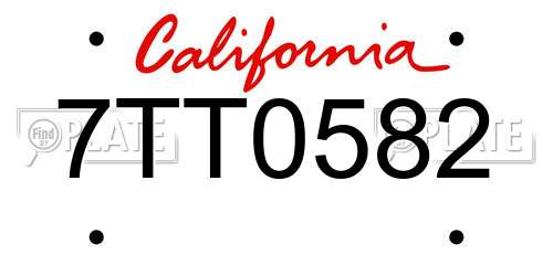 7TT0582 California License Plate
